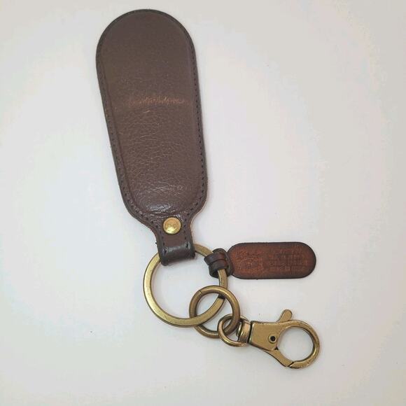 Il Bisonte Shoehorn Keychain Ring Leather Made in Italy Brown Quality Designer - Picture 1 of 7